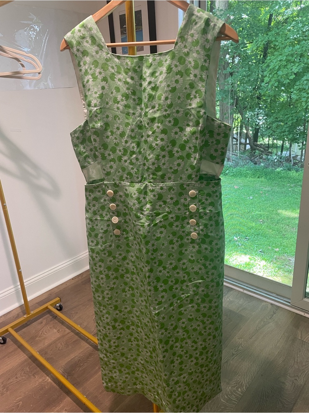 Sandro Green Floral Sleeveless Shift Dress size 4 new
